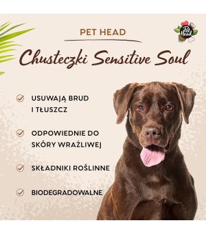 Pet Head Chusteczki pielęgnacyjne Sensitive Soul dla psów i kotów 100szt.