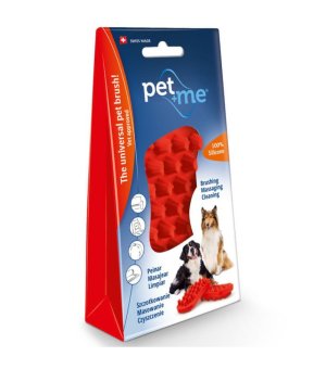 Pet+ Me Szczotka Silikonowa Czerwona do gęstej i długiej sierści z grubym podszerstkiem