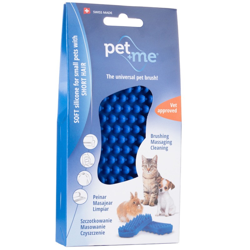 Pet+ Me Szczotka Silikonowa Niebieska do krótkiej sierści z małą ilością podszerstka lub bez