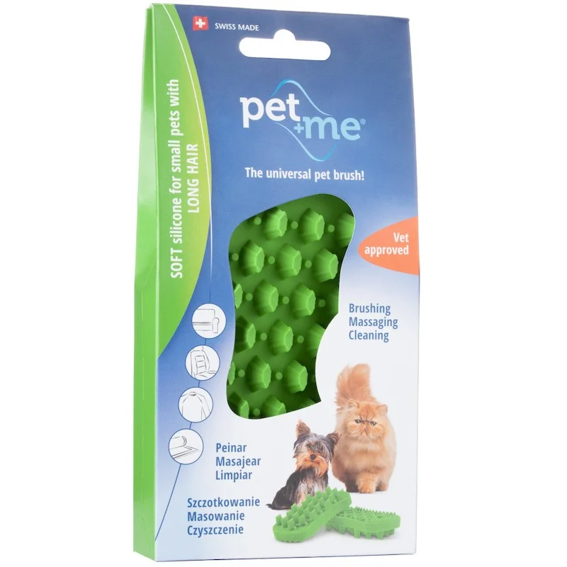 Pet+ Me Szczotka Silikonowa Zielona do długiej i gęstej sierści z miękkim podszerstkiem