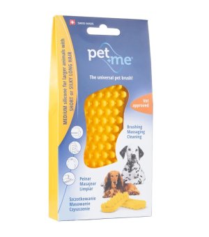 Pet+ Me Szczotka Silikonowa Żółta do sierści krótkiej i gęstej, długiej i jedwabistej lub szorstkiej
