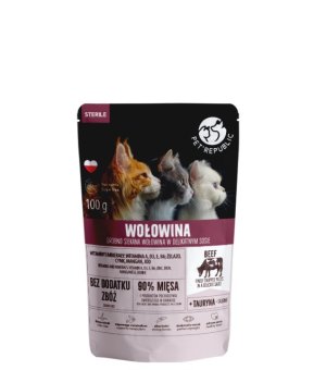 Pet Republic karma mokra dla kotów sterylizowanych drobno siekana Wołowina w sosie 100g