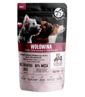 Pet Republic karma mokra dla psa siekana wołowina w sosie 100g