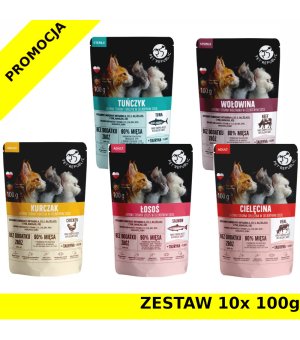 Pet Republic karma mokra dla kotów MIX SMAKÓW drobno siekane mięsko w sosie ZESTAW 10x 100g