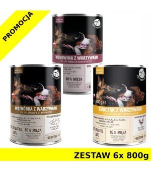 Pet Republic karma mokra dla psa MIX SMAKÓW kawałki mięsa z warzywami w sosie ZESTAW 6x 800g