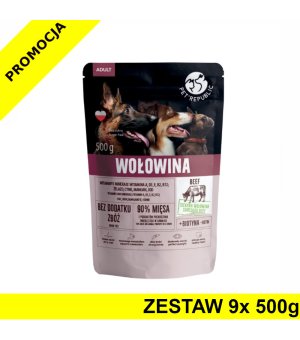 Pet Republic karma mokra dla psa siekana wołowina w sosie ZESTAW 9x 500g