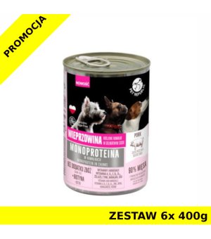 Pet Republic karma mokra dla psa MONO kawałki Wieprzowiny w sosie ZESTAW 6x 400g