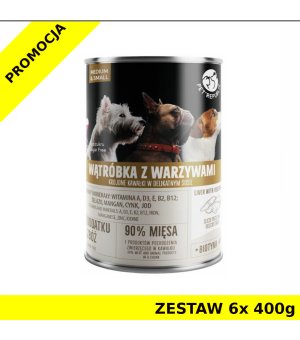 Pet Republic karma mokra dla psa kawałki w sosie z wątróbką i warzywami ZESTAW 6x 400g