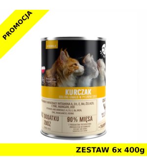 Pet Republic karma mokra dla kotów sterylizowanych krojone kawałki Kurczaka w sosie ZESTAW 6x 400g