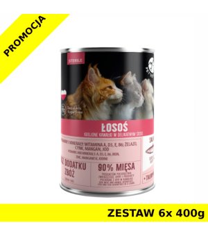 Pet Republic karma mokra dla kotów sterylizowanych drobno siekany Łosoś w sosie ZESTAW 6x 400g