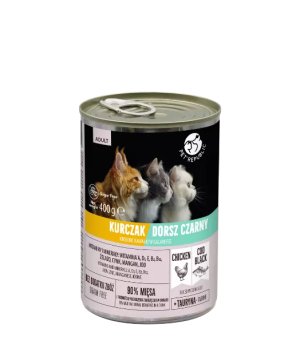 Pet Republic karma mokra dla kotów dorosłych Kurczak i Dorsz Czarny w galaretce 400g