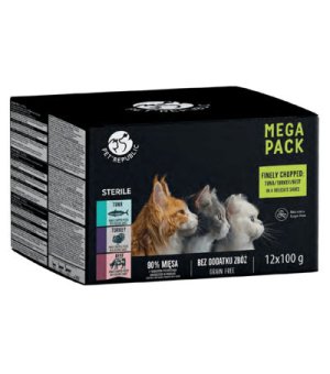 Pet Republic zestaw karmy mokrej dla kota kawałki tuńczyka/indyka/wołowiny w sosie 12x100g