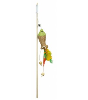 PetNova zabawka dla kota wędka z rybką i piórkami - 40cm