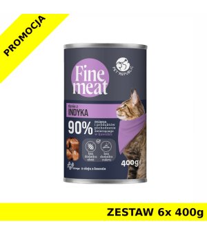 PetRepublic Fine Meat dla kota danie z indyka ZESTAW 6x 400g