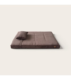 Pieski Dwa Materac z Poduszką Brązowy w prążki XL 100 cm × 80 cm