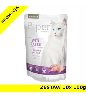 Karma mokra dla kota PIPER kot sterilised królik ZESTAW 10x 100g 