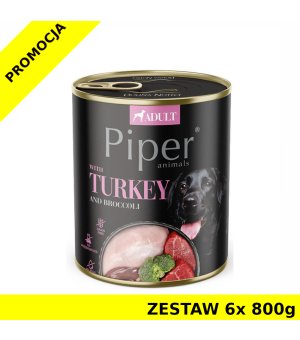 Piper z Indykiem i Brokułem dla psa ZESTAW 6x 800g NOWOŚĆ