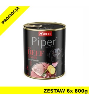 Piper z Wątróbką Wołową i Ziemniakami dla psa ZESTAW 6x 800g NOWOŚĆ