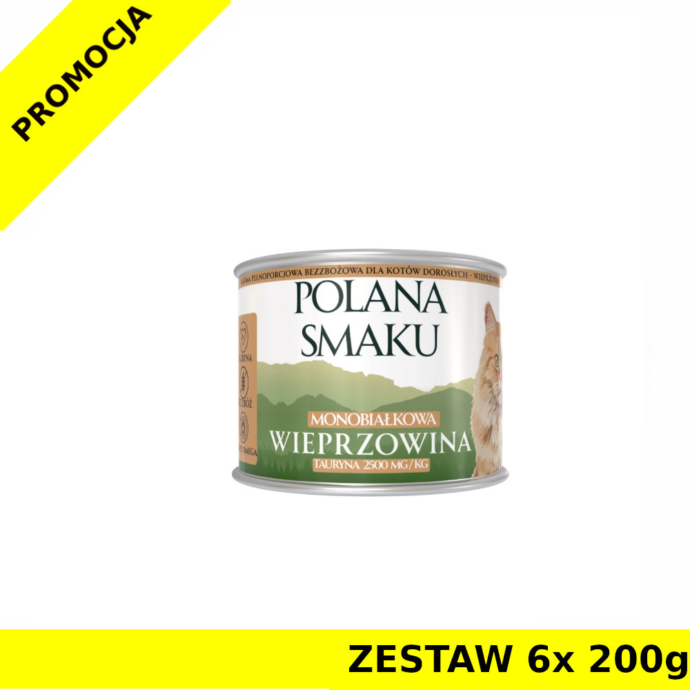 Polana Smaku karma mokra dla kota Wieprzowina ZESTAW 6x 200g