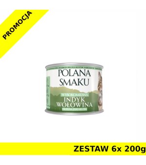 Polana Smaku karma mokra dla kota Indyk i Wołowina ZESTAW 6x 200g