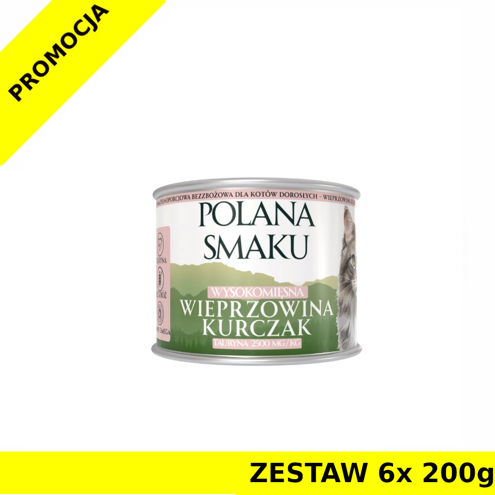 Polana Smaku karma mokra dla kota Wieprzowina i Kurczak ZESTAW 6x 200g