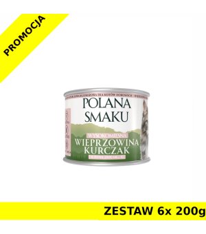 Polana Smaku karma mokra dla kota Wieprzowina i Kurczak ZESTAW 6x 200g
