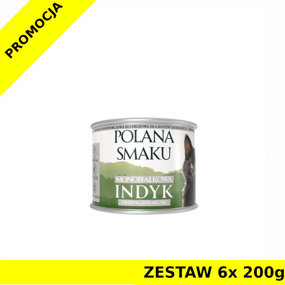 Polana Smaku karma mokra dla kota Indyk ZESTAW 6x 200g