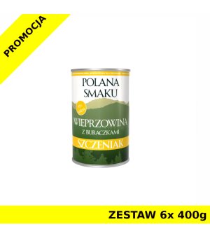 Polana Smaku mokra karma dla szczeniąt - Wieprzowina z Burakiem ZESTAW 6x 400g