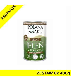Polana Smaku mokra karma Light dla psa - Jeleń z Burakiem ZESTAW 6x 400g