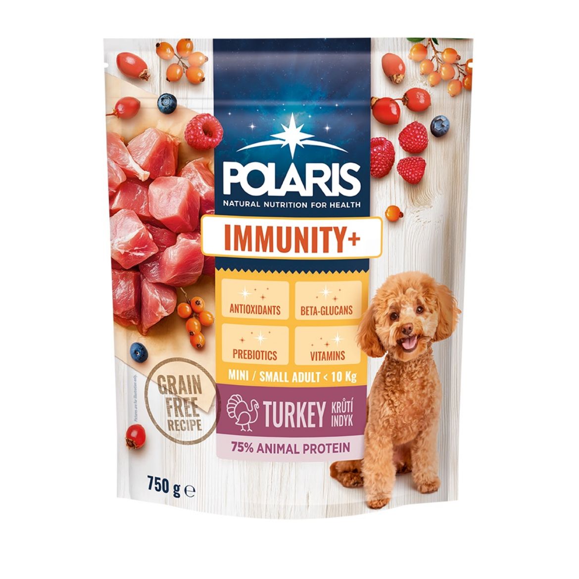 Polaris karma sucha dla psów ras małych Immunity Dog Adult small & mini Turkey GF 750g
