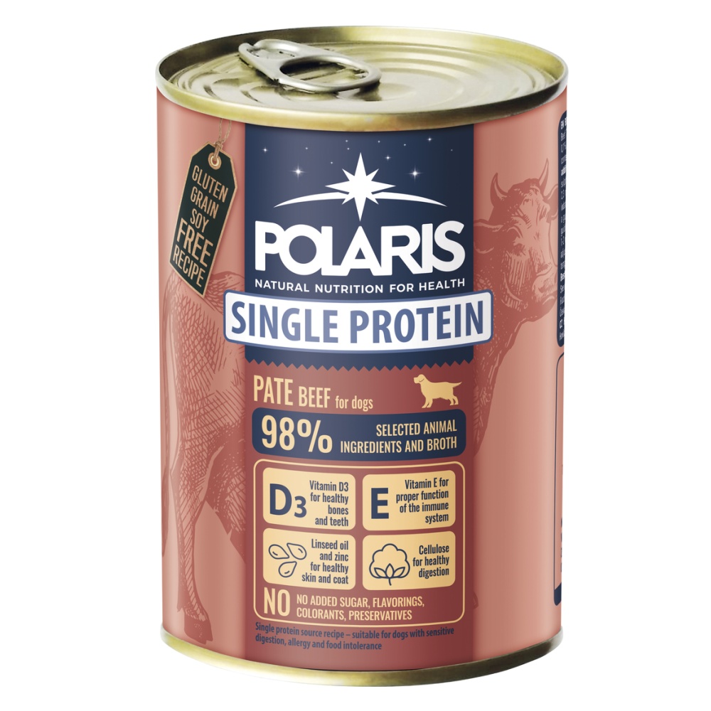POLARIS morka karma dla psa monoproteina pate wołowina 400g