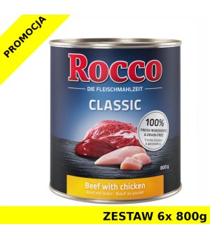 Karma mokra dla psa Rocco Classic Wołowina z Kurczakiem puszka ZESTAW 6x 800g