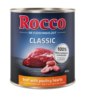 Rocco Classic Wołowina z Sercami Drobiowymi 800g
