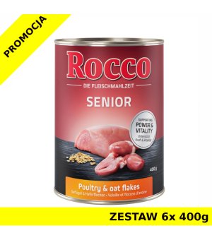 Karma mokra dla psa Rocco Diet Care Senior Drób z płatkami owsianymi puszka ZESTAW 6x 400g