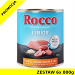 Karma mokra dla psa Rocco Diet Junior Serca Kurze z Ryżem i Wapniem puszka ZESTAW 6x 800g