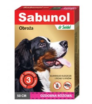 Sabunol GPI Obroża przeciw pchłom i kleszczom 50cm różowa ozdobna - Krótki termin 20.07.2024r.