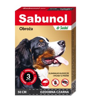 Sabunol obroża przeciw kleszczom i pchłom dla psów 50cm czarna ozdobna 