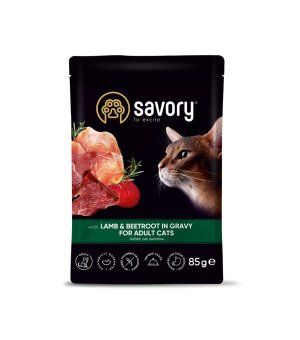 Savory Adult Cat Pouch Lamb & Beetroot - Jagniecina z Burakiem w sosie 85g