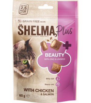 Shelma Cat Crunchy Snack poduszeczki z kurczakem i łososiem 60g