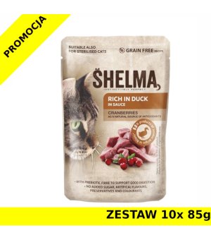 Shelma CAT kaczka z żurawiną w sosie saszetka ZESTAW 10x 85g 