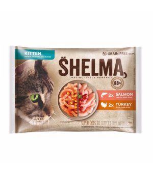 Shelma CAT KITTEN 2x łosoś 2x indyk saszetka 4x 85g