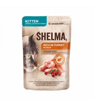 Shelma CAT KITTEN indyk z żurawin w sosie saszetka 85g