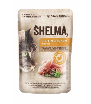 Shelma CAT kurczak z pomidorami w ziołach w sosie saszetka 85g