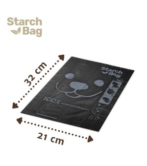 StarchBag Kompostowalne BIO worki na odchody 8x15szt. czarne