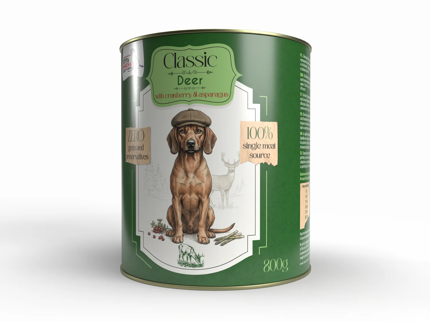 Syta Micha Classic Karma Mokra dla psów dorosłych Jeleń z Żurawiną 800g