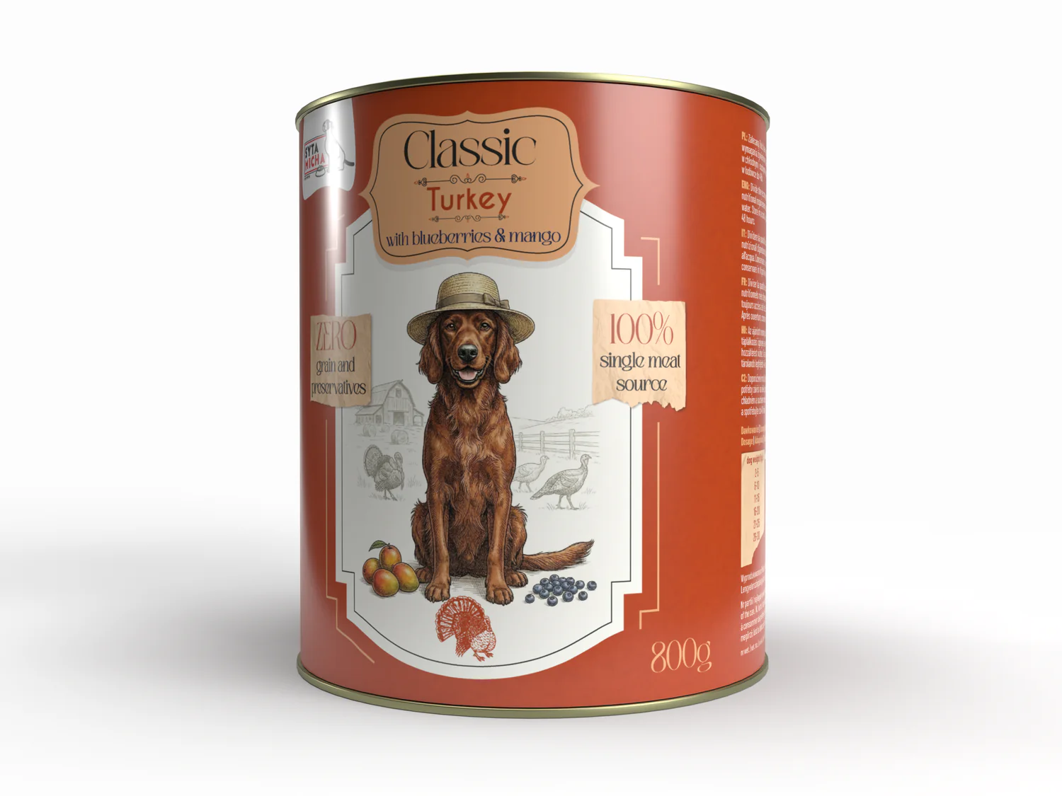Syta Micha Classic Karma Mokra dla psów dorosłych Indyk z Mango 800g