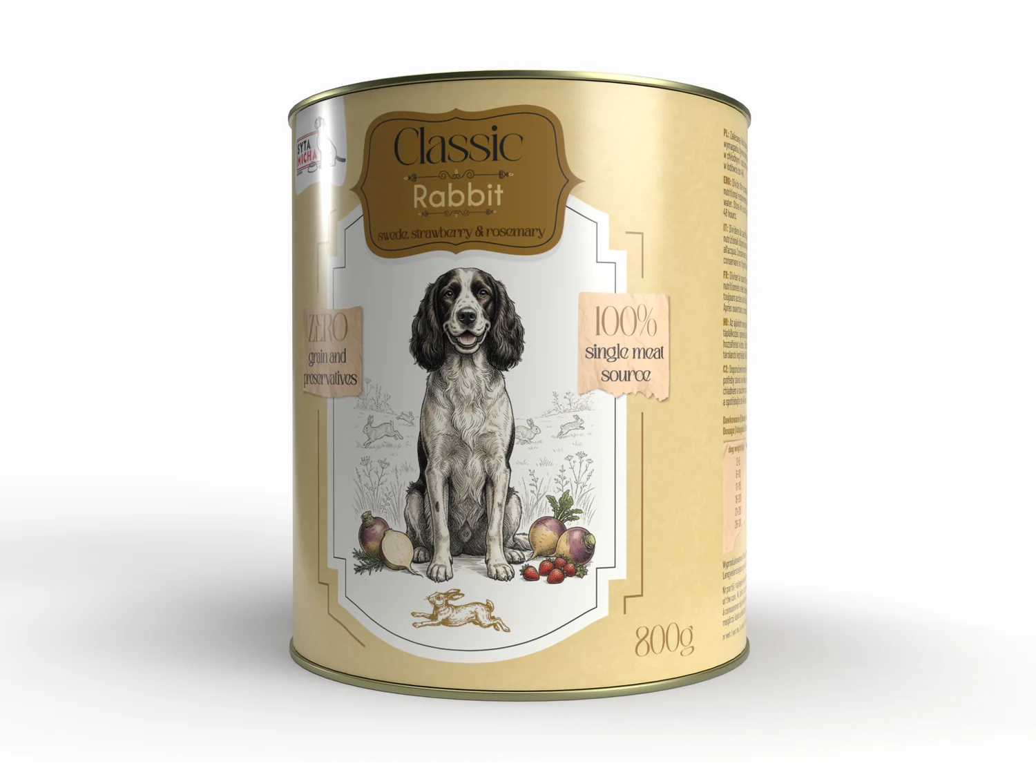 Syta Micha Classic Karma Mokra dla psów dorosłych Królik z Brukwią 800g