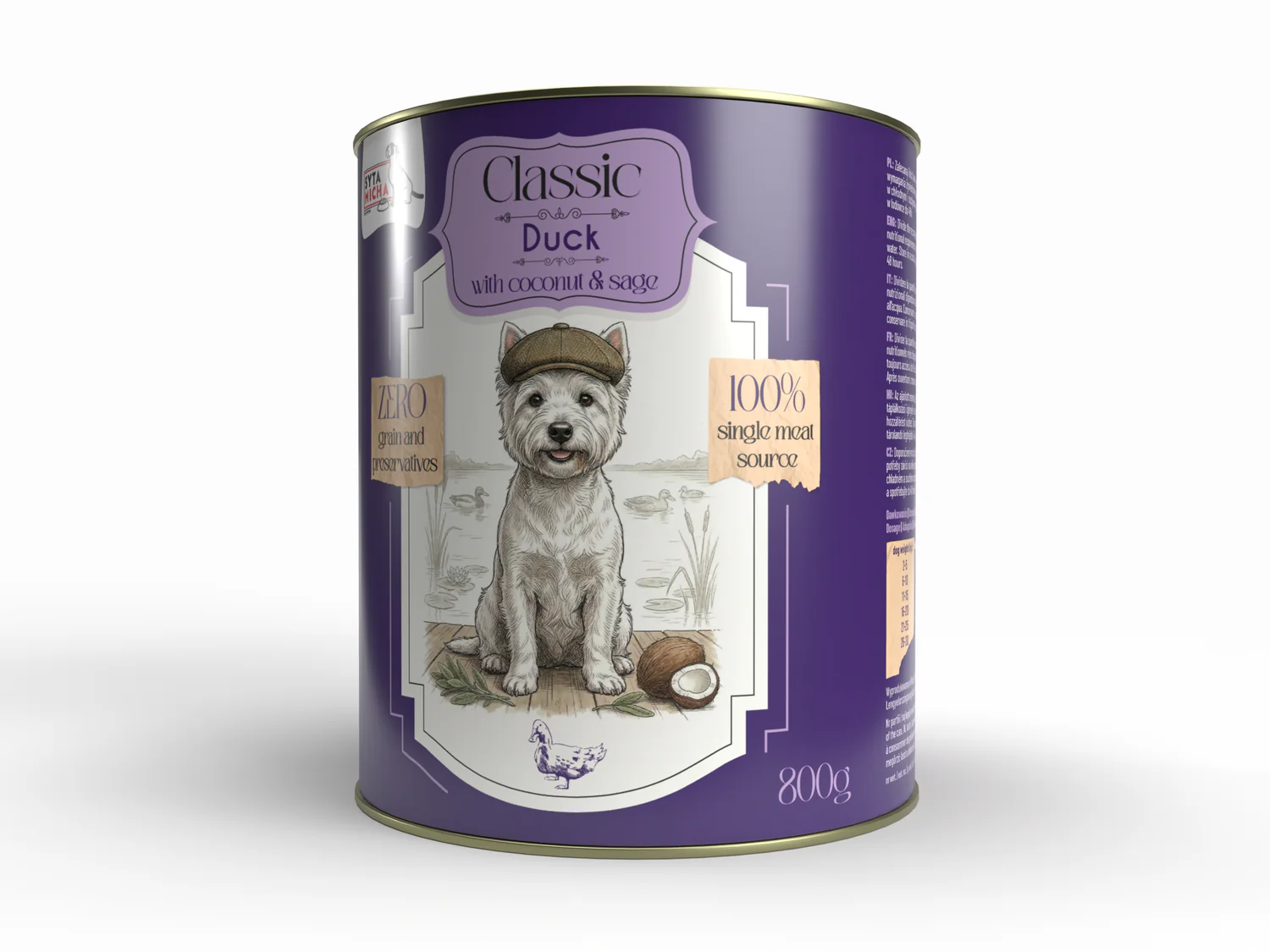 Syta Micha Classic Karma Mokra dla psów dorosłych Kaczka z Kokosem 800g
