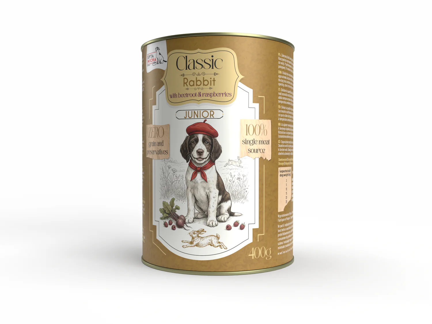 Syta Micha Classic Karma Mokra dla szczeniąt Królik z Burakiem i Malinami 400g