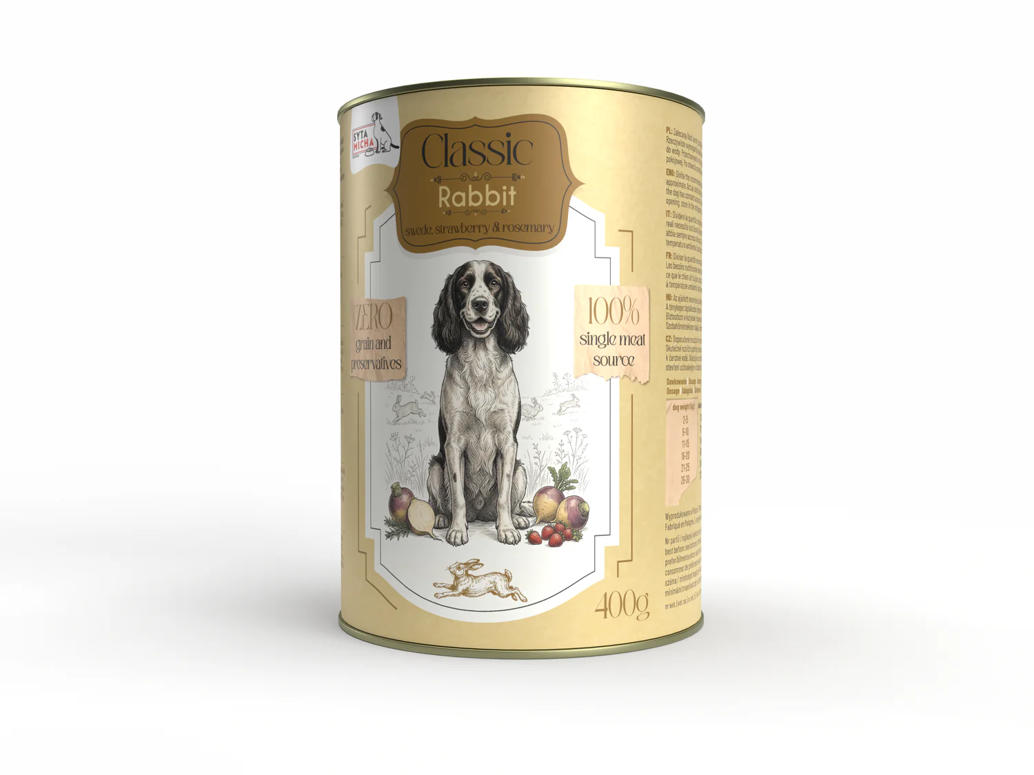 Syta Micha Classic Karma Mokra dla psów dorosłych Królik z Brukwią 400g